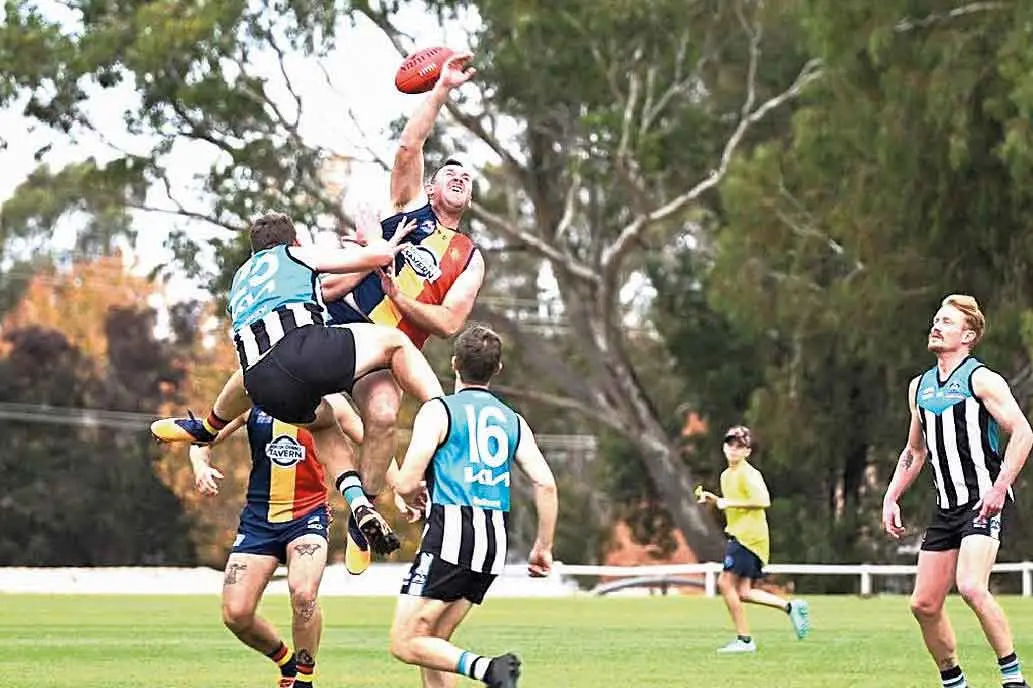 <p>Spectacular shot as Matt Purse wins the ruck tap for Dubbo Demons versus the Bathurst Bushrangers. Photo: Supplied</p>\\n