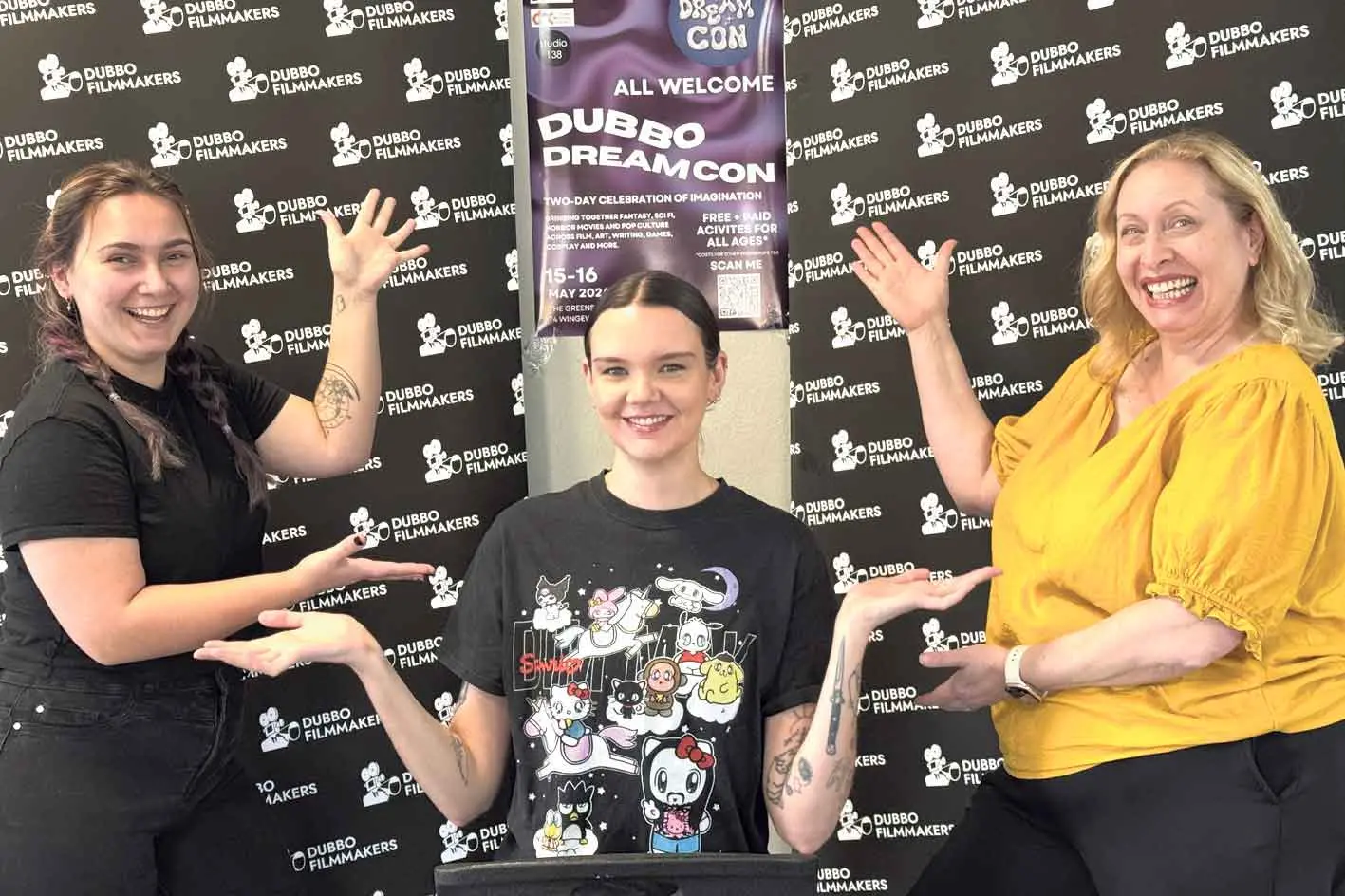 <p>Dubbo Dream Con organisers Jessica Harris, Kaela Bayliss and Erifili Davis. Photo: Jude Morell</p>\\n