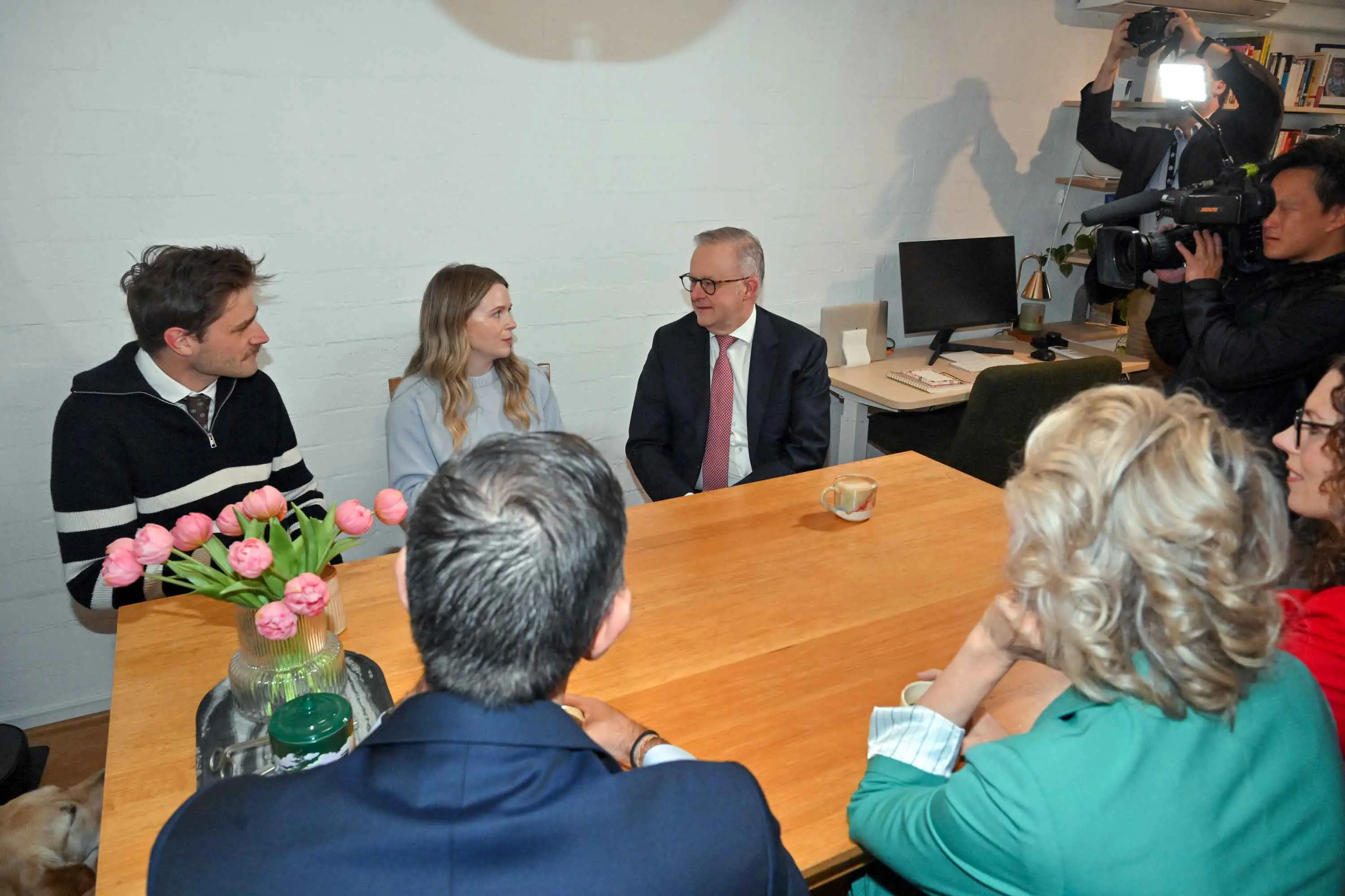 <p>\"I\\'m actually the first person in my family to own a home that they live in,\" Mika Rosewarn said as she and husband Matt hosted the prime minister for a post-budget cuppa. Photo: AAP/Mick Tsikas</p>\\n