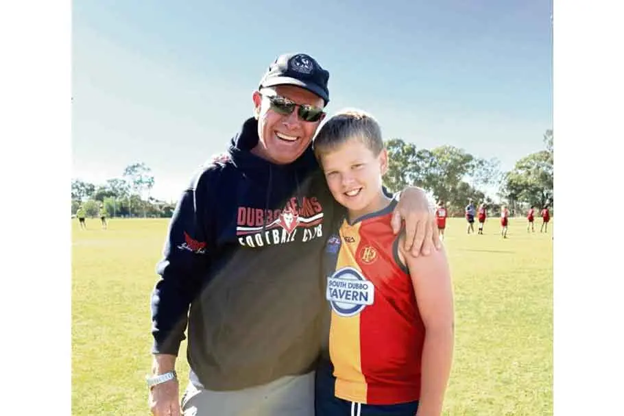 <p>Dave Rees and Hudson; the Demons are keeping it a \\u201Cfamily affair\\u201D at the moment with grandparents and grandsons enjoying the footie together. Photo: Supplied</p>\\n