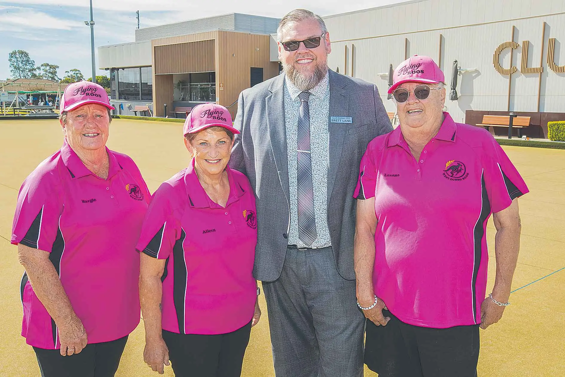 <p>Club Dubbo, CEO, Brett Lane cheering on the trio of local ladies now playing in a major international bowls event in Fiji, from left, Marg Rich, Aileen Beecroft, and Leanne Erwin. Photo: Supplied</p>\\n