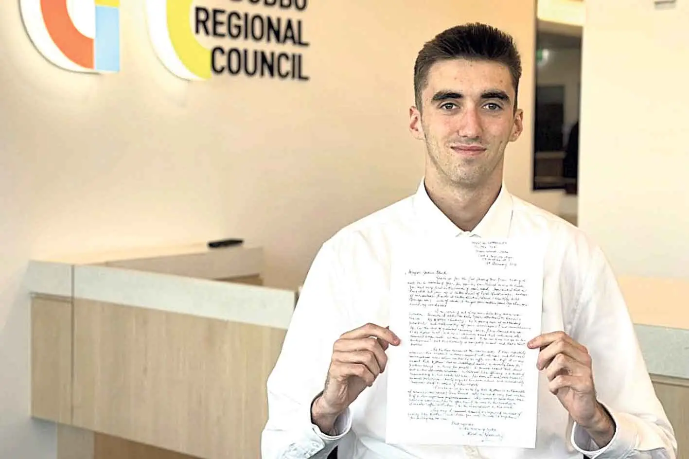Handwritten testimonial a tribute to “trainee” Matthew’s commitment