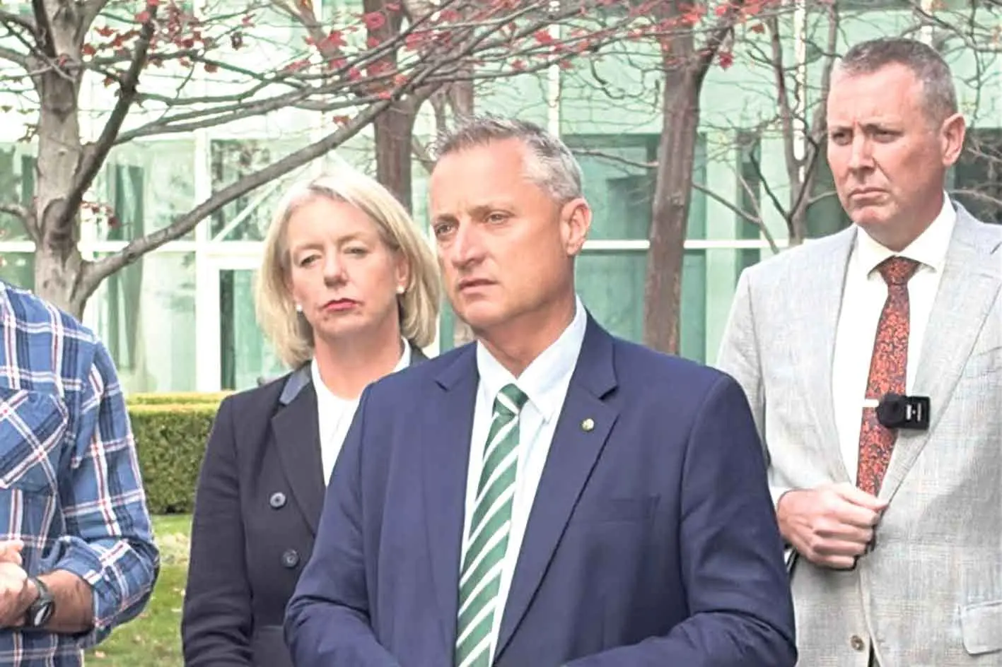 <p>Federal Member for Parkes, Jamie Chaffey MP, with other Coalition colleagues rallying to save the Inland Rail project. Photo: Parkes Electorate</p>\\n