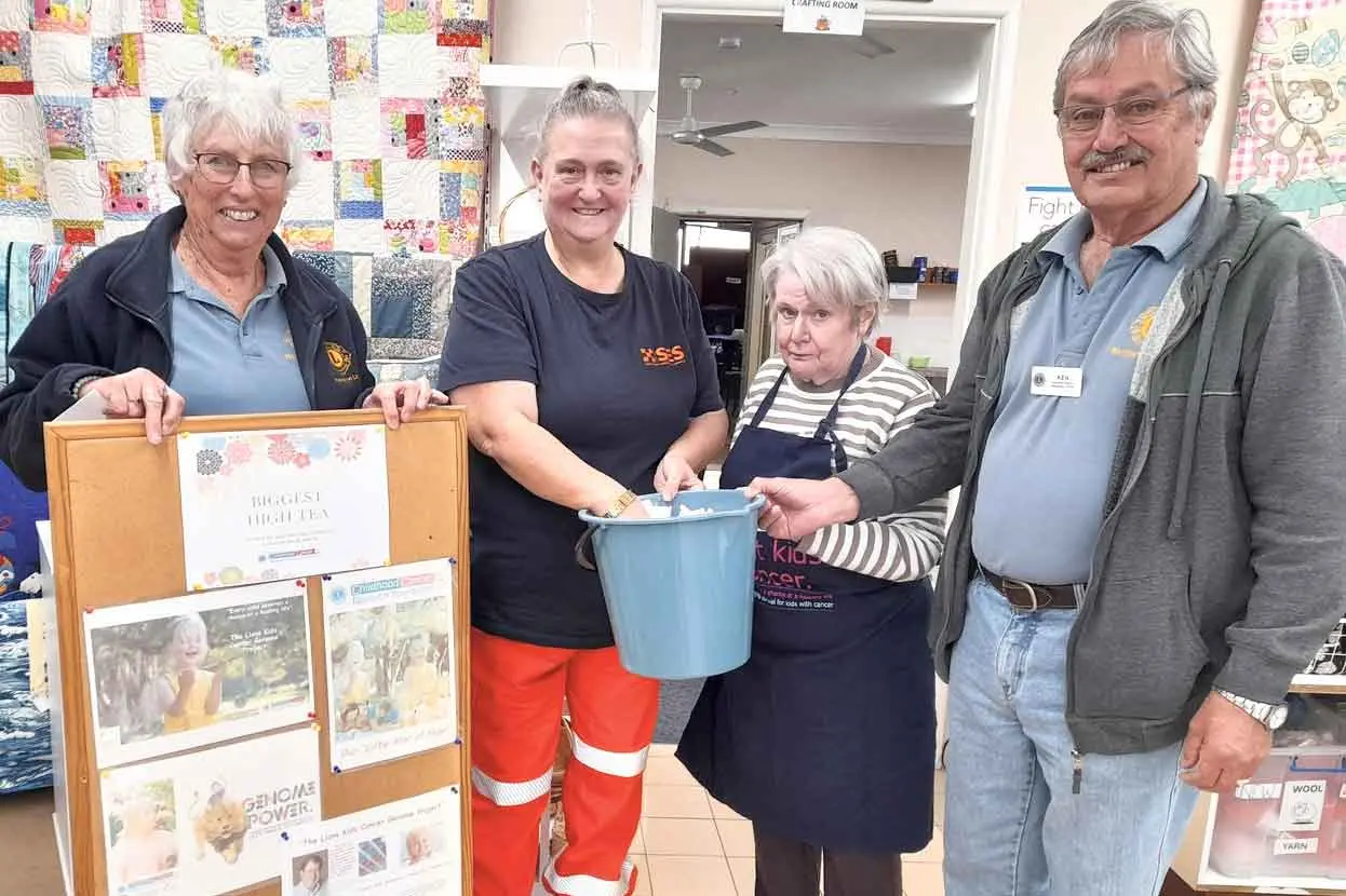 <p>Wellington locals at the drawing of the raffle for the Wellington Lions\\u2019 recent Biggest High Tea, Wellington Lions Secretary Chris Hardy, \\u201CCraft Lady\\u201D Kerrie, with Lions, Vicki and Ken. Photo: Supplied</p>\\n
