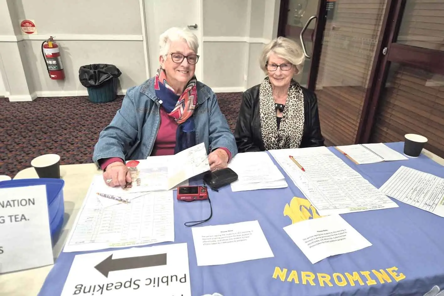 <p>Trangie CWA members Pat Riley and Kathleen Bennett at the public speaking event in Narromine on May 19.</p>\\n