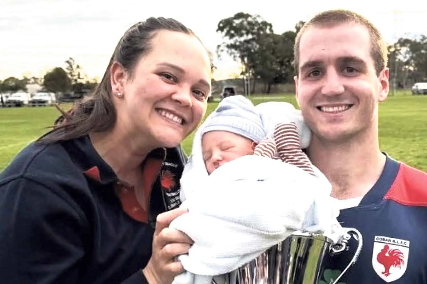 <p>Tom Plater with partner, Tia, and their newborn bub, Lawson, Photo: Supplied. </p>\\n