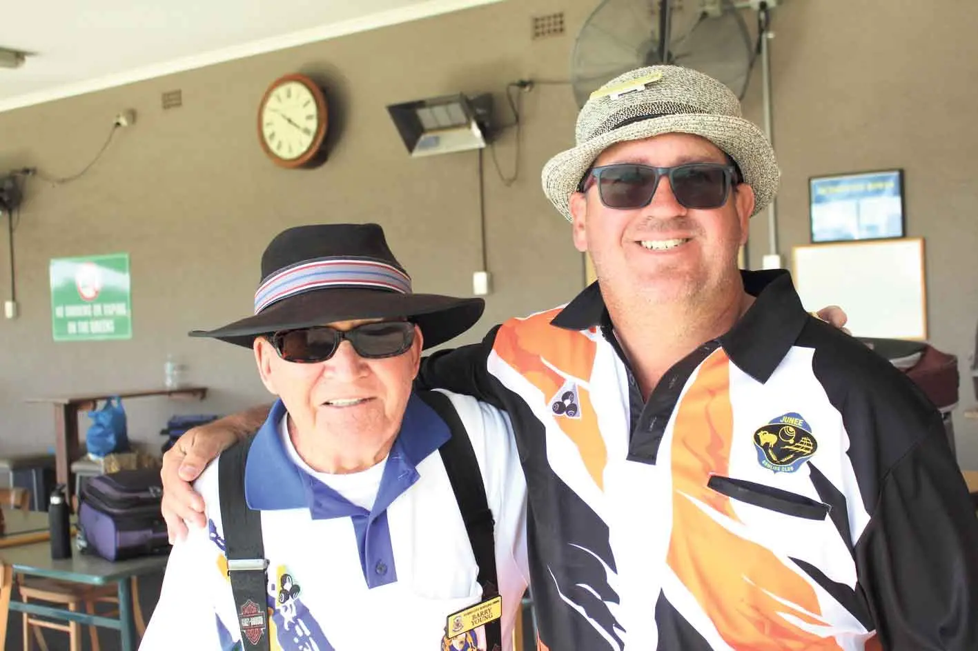 <p>Dubbo City Bowls bowling buddies Barry and Trevor at Sporties. Photo: Dubbo Photo News. </p>\\n