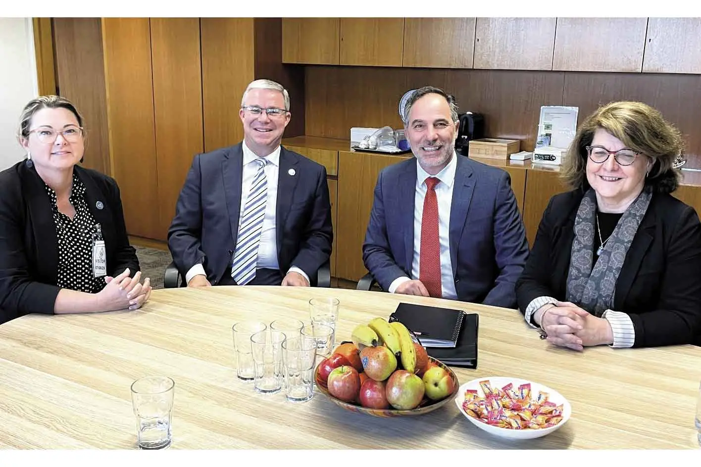<p>CMA Secretary and Temora Shire GM Melissa Boxall, CMA Chairman and Temora Shire Mayor Rick Firman OAM, Minister for Emergency Services The Hon Jihad Dib MP and CMA Policy Advisor Julie Briggs, in one of the discussions about the Red Fleet issue. Photo: CMA</p>\\n