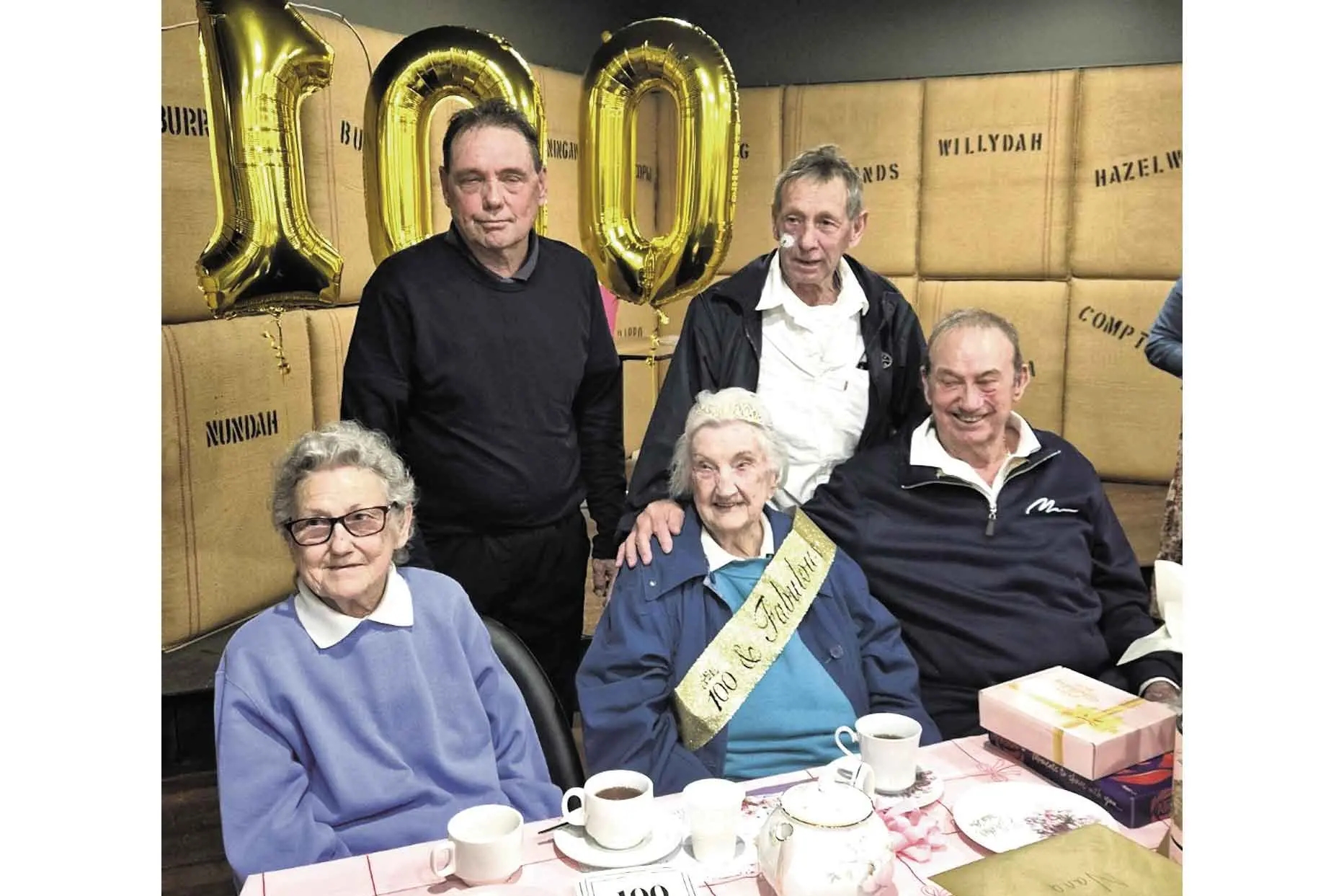 <p>Centenarian Dot Tonkin with her family at her 100th birthday celebrations last week in Narromine. Photos: Louise Tonkin/Ewen Jones</p>\\n