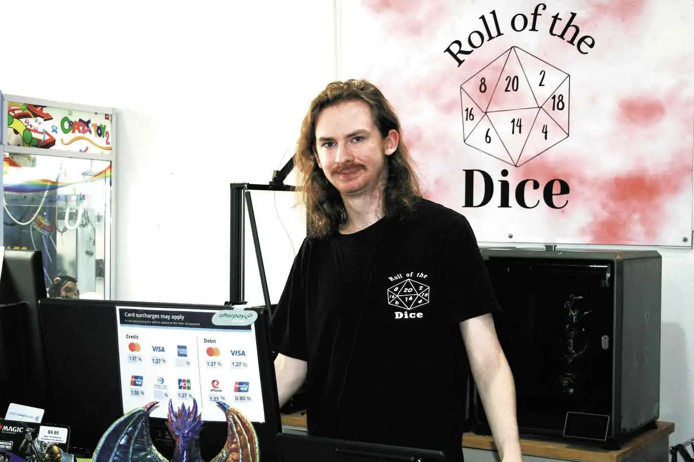 <p>Mostly aimed at young local gaming fans and requiring only modest outlays, tabletop game store Roll of the Dice is moving along nicely, Blake Maslen said. Photo: Orange City Life.</p>\\n