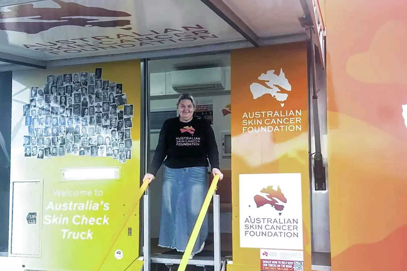 <p>Australian Skin Cancer Foundation director Sally Everett is ready to welcome locals on board the ASCF Skin Check Truck for their free skin check. Photo: Supplied</p>\\n