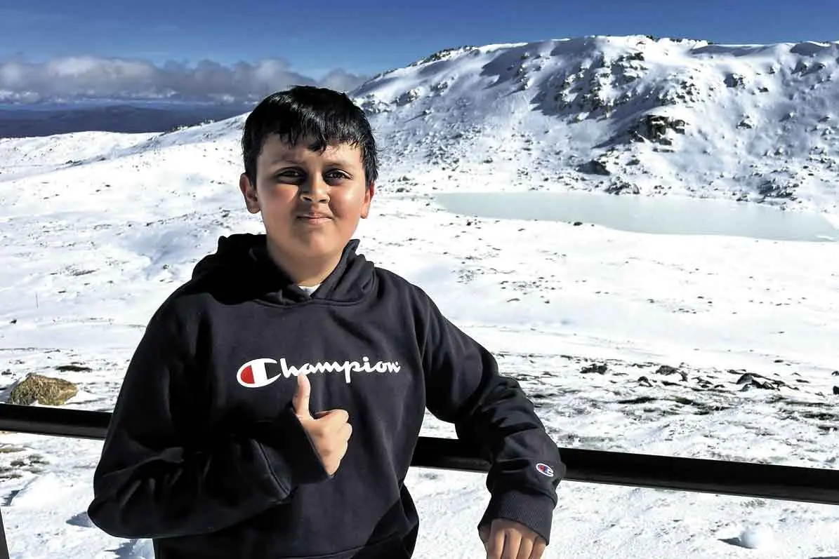 <p>Hemish Solanki, 11, who successfully summited Australia\\'s highest mountain peak over the recent school holidays. Photo: S Solanki</p>\\n