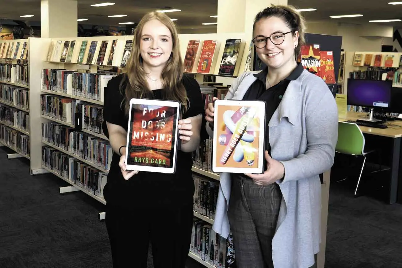 <p>Macquarie Regional Library team members Sarah Ferguson and Toni Scott with recent works of Rhys Gard and Michael Winkler with both works being discussed in Dubbo\\u2019s August \\u201CAuthor Showcase\\u201D. Photo: Supplied</p>\\n