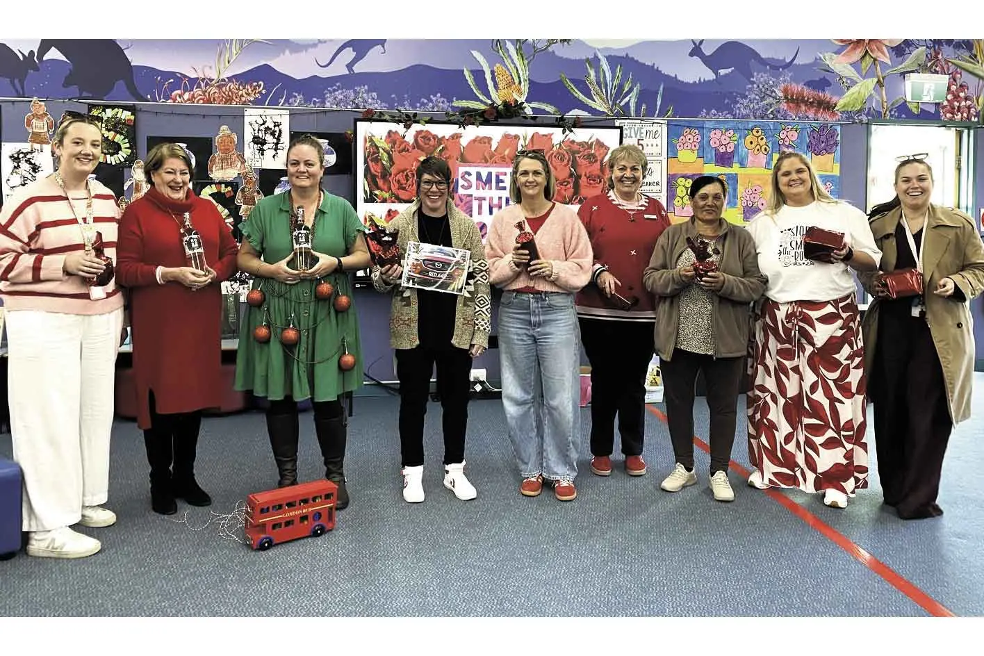<p>Simply red: South Dubbo Primary School themed their recent Term Three staff development day around the unique attributes of a classic flower, entitled \\u201CSmell the Roses\\u201D. Photo: Supplied</p>\\n