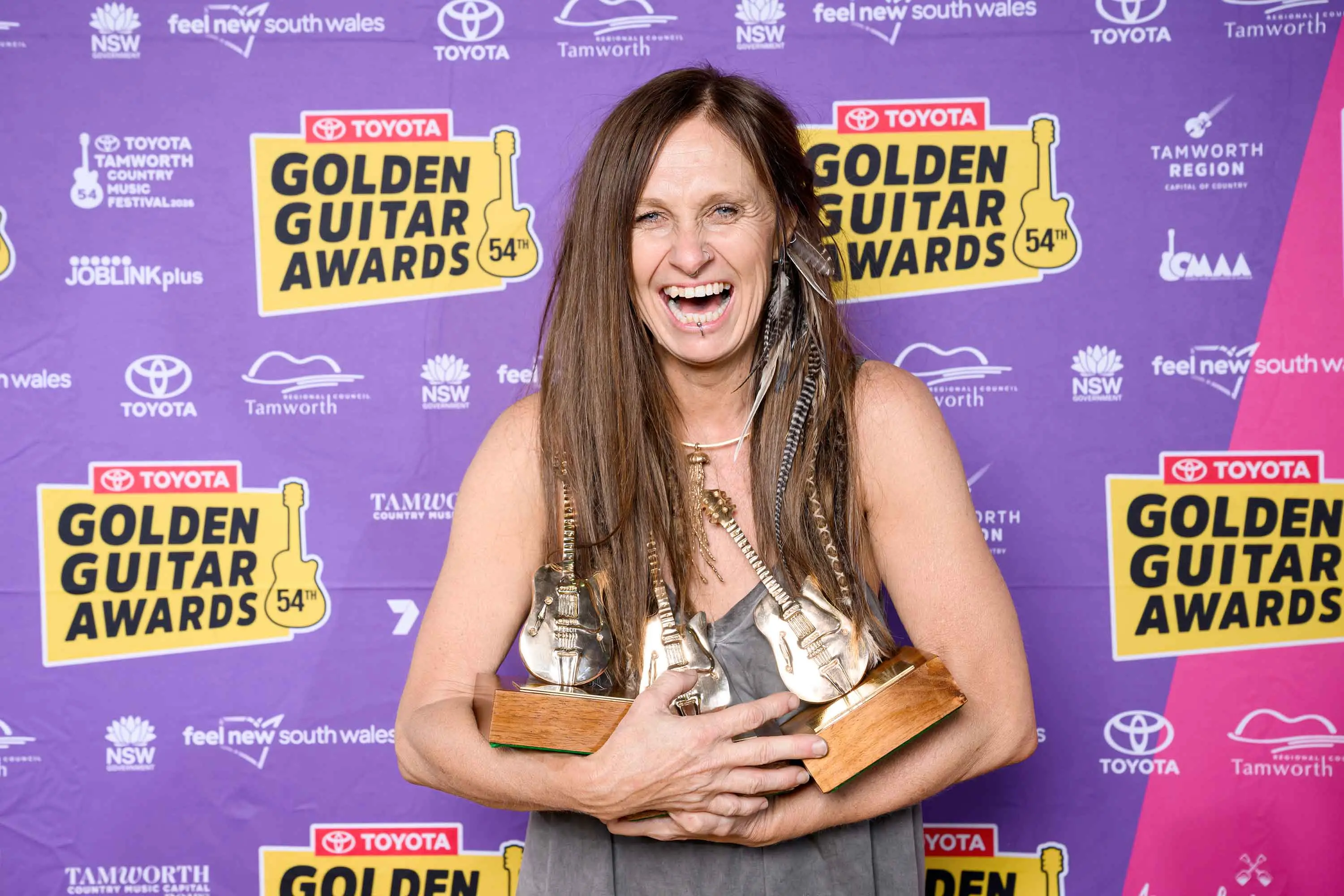 <p>Kasey Chambers turned 50 in June and it has her feeling more like herself than ever before. She\\'s pictured with a swag of awards won in Tamworth this year. Photo: AAP/Bianca De Marchi</p>\\n