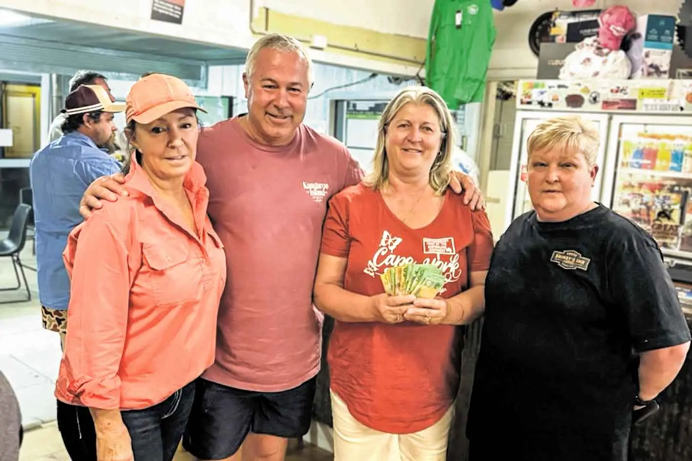<p>Grant and Karen Gilbert (centre) with Marion \\'Maz\\' Fraser and Gail Brown. Photo: RFDS</p>\\n