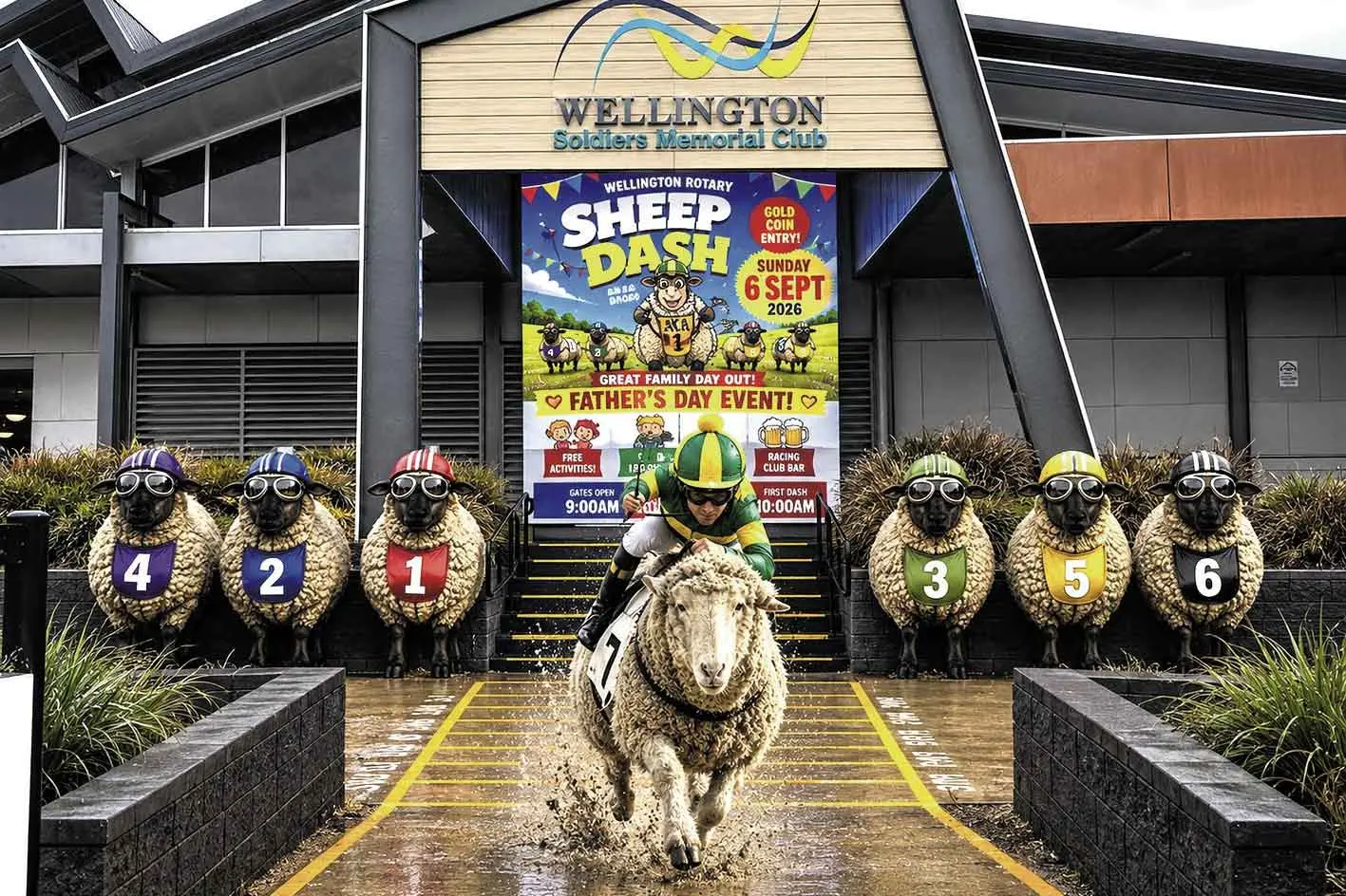<p>The Wellington Rotary Sheep Dash (aka Dag Drags) is back this weekend. Photo: Wellington Rotary, created with AI</p>\\n