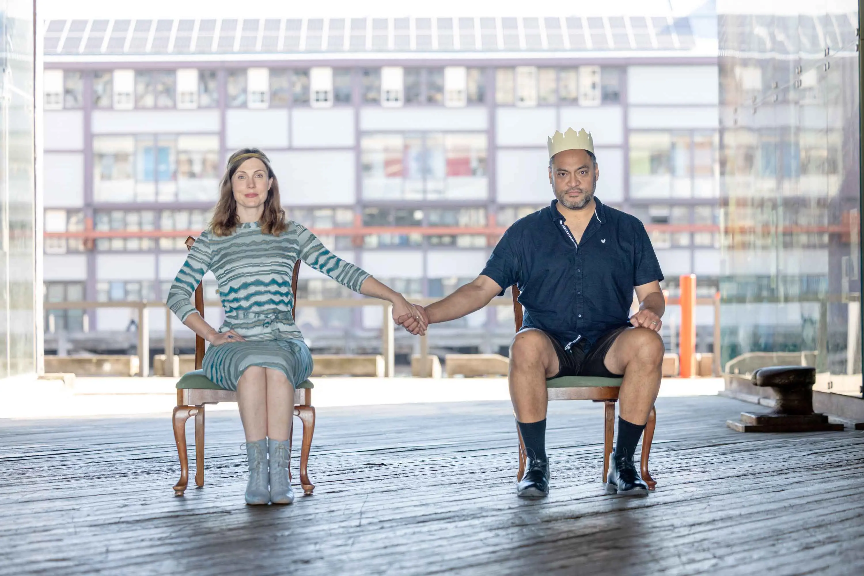 <p>Bell Shakespeare has reimagined Macbeth in a post-WWI era when people had turned to spirituality. Matilda Ridgway (left) plays the deeply corrupted Lady Macbeth and Anthony Taufa her troubled husband. Photo: AAP/Nadir Kinani</p>\\n