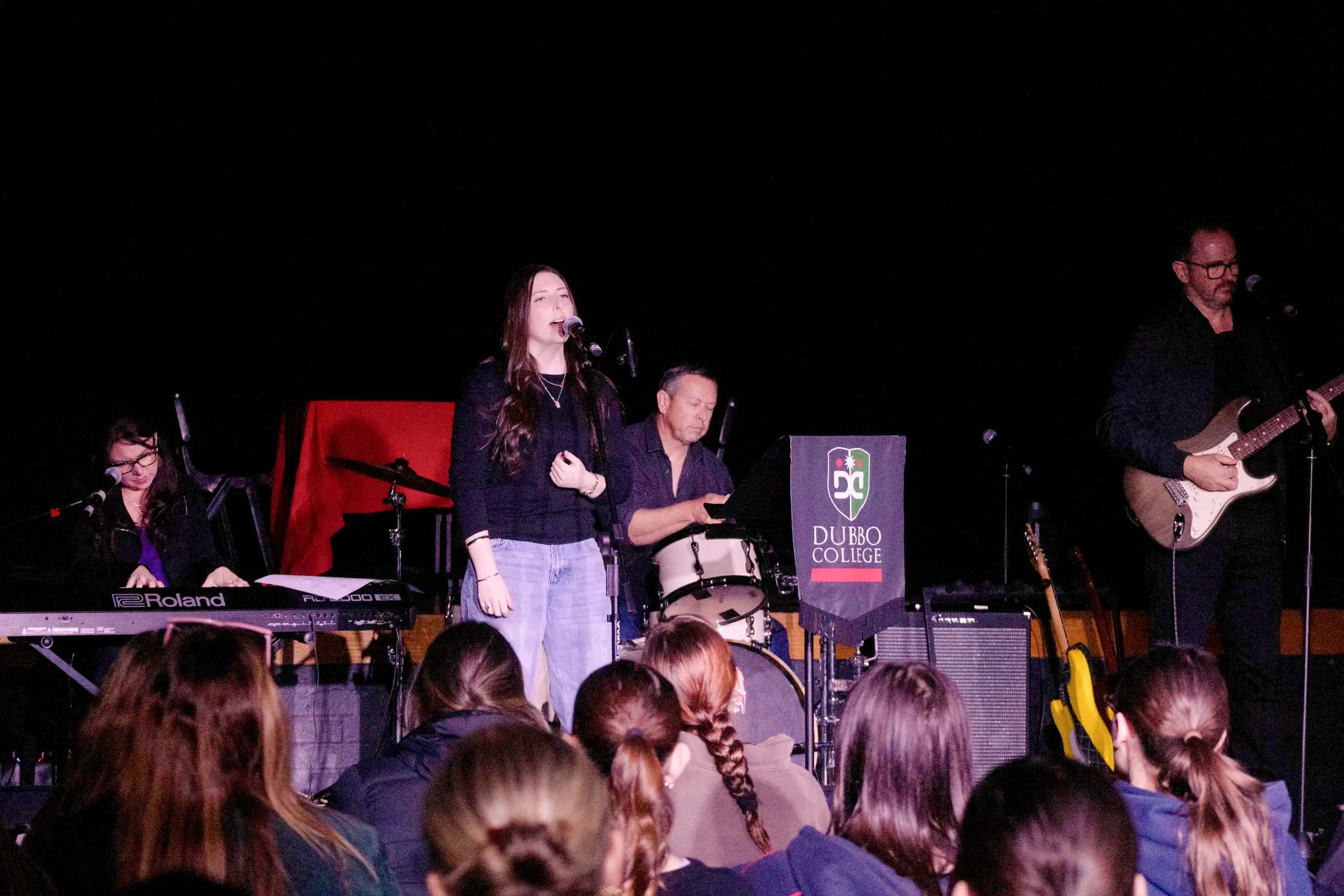 <p>Year 12 student Savannah Braithwaite at the microphone. Photo: Supplied. </p>\\n