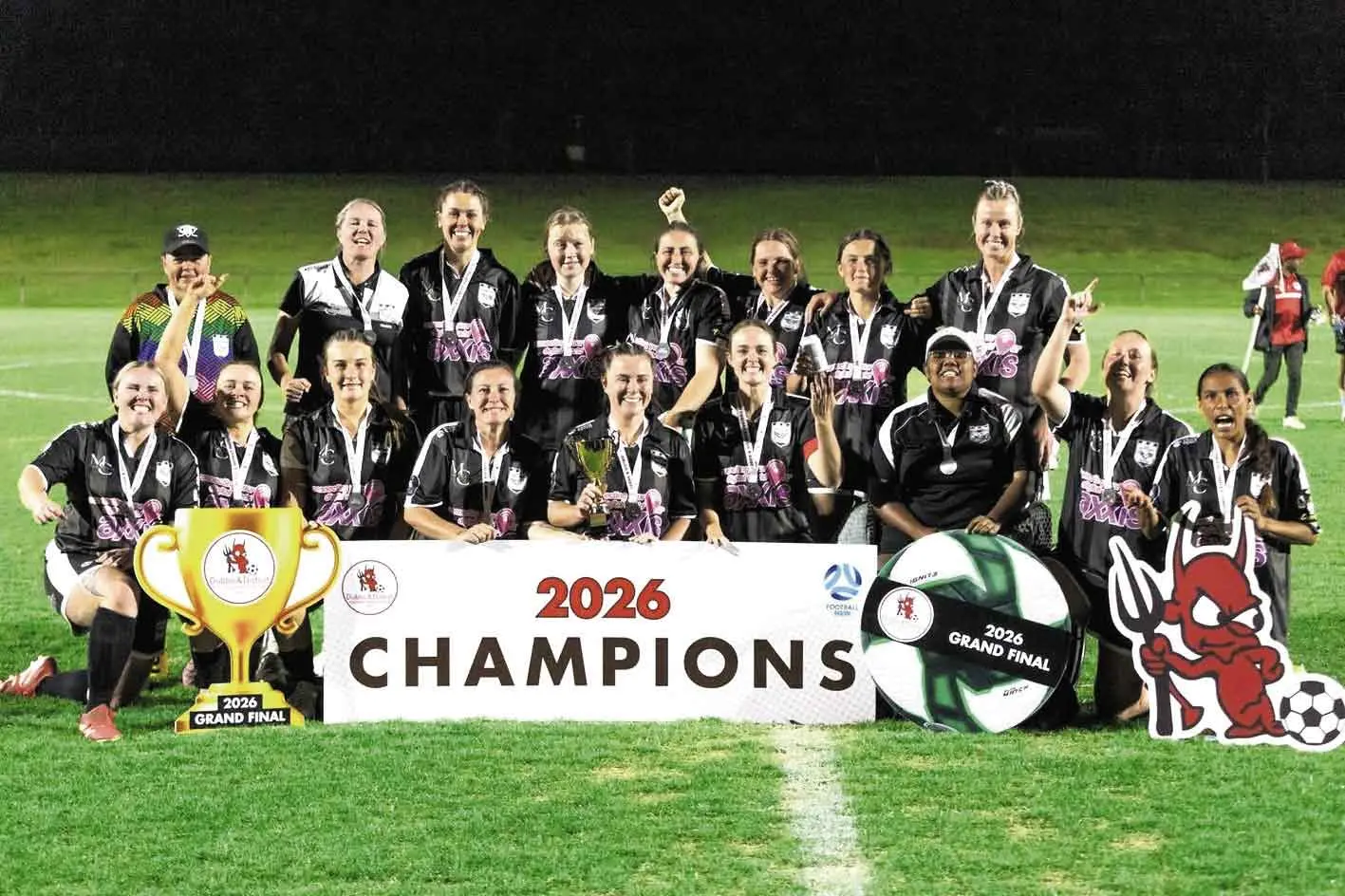 <p>A pretty special weekend for Dubbo Newtown Soccer Club as they celebrated their 60th year with their women\\u2019s sides taking-out all three titles. Photo: Dubbo Newtown Soccer Club</p>\\n