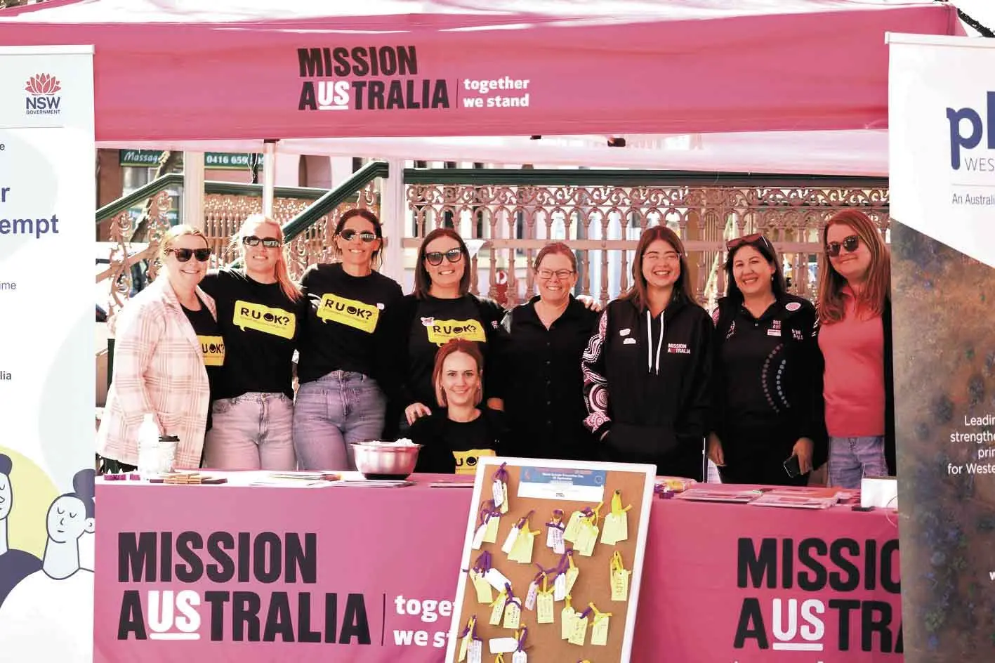 <p>The Mission Australia Team at the Church St Rotunda recently, keen to start conversations and change the narrative around suicide. Photo: Dubbo Photo News</p>\\n