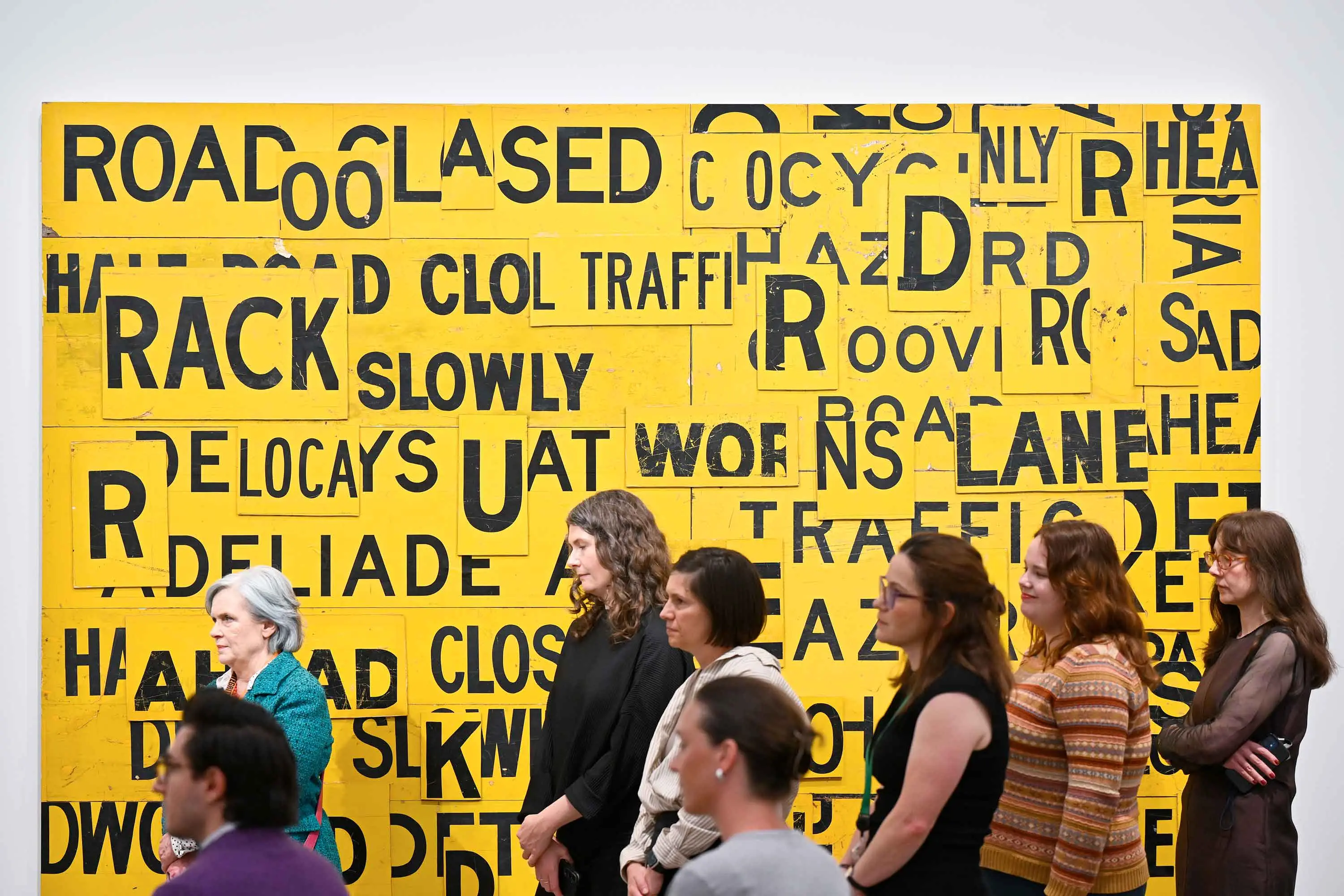 <p>Rosalie Gascoigne\\'s best-known works are her assemblages of yellow and black road signs. Photo: AAP/Lukas Coch</p>\\n