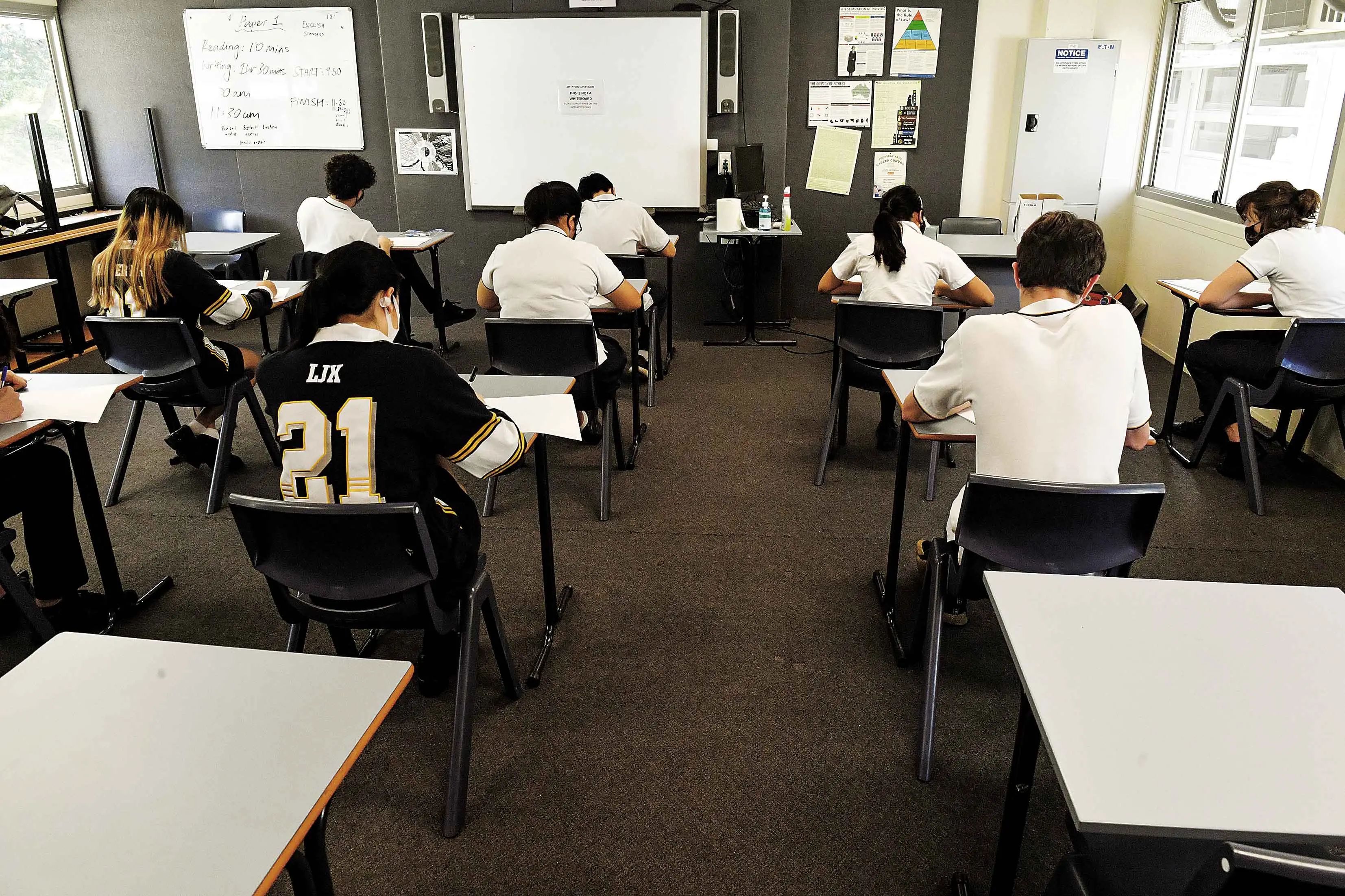 <p>There are 123 exams being completed over four weeks, running in 800 exam centres across NSW. Photo: AAP</p>\\n
